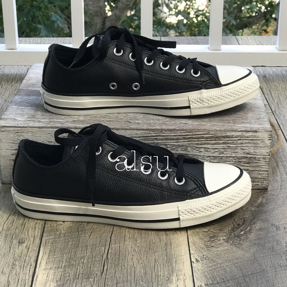 NWT Converse Ctas Ox Leather Black Egret W AUTHENT - Picture 2 of 8